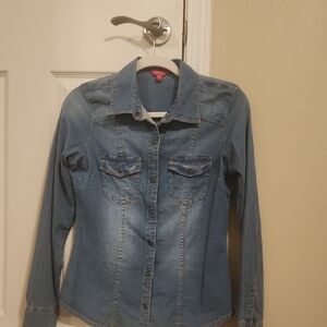Guess Light Blue Denim Button-Down Shirt